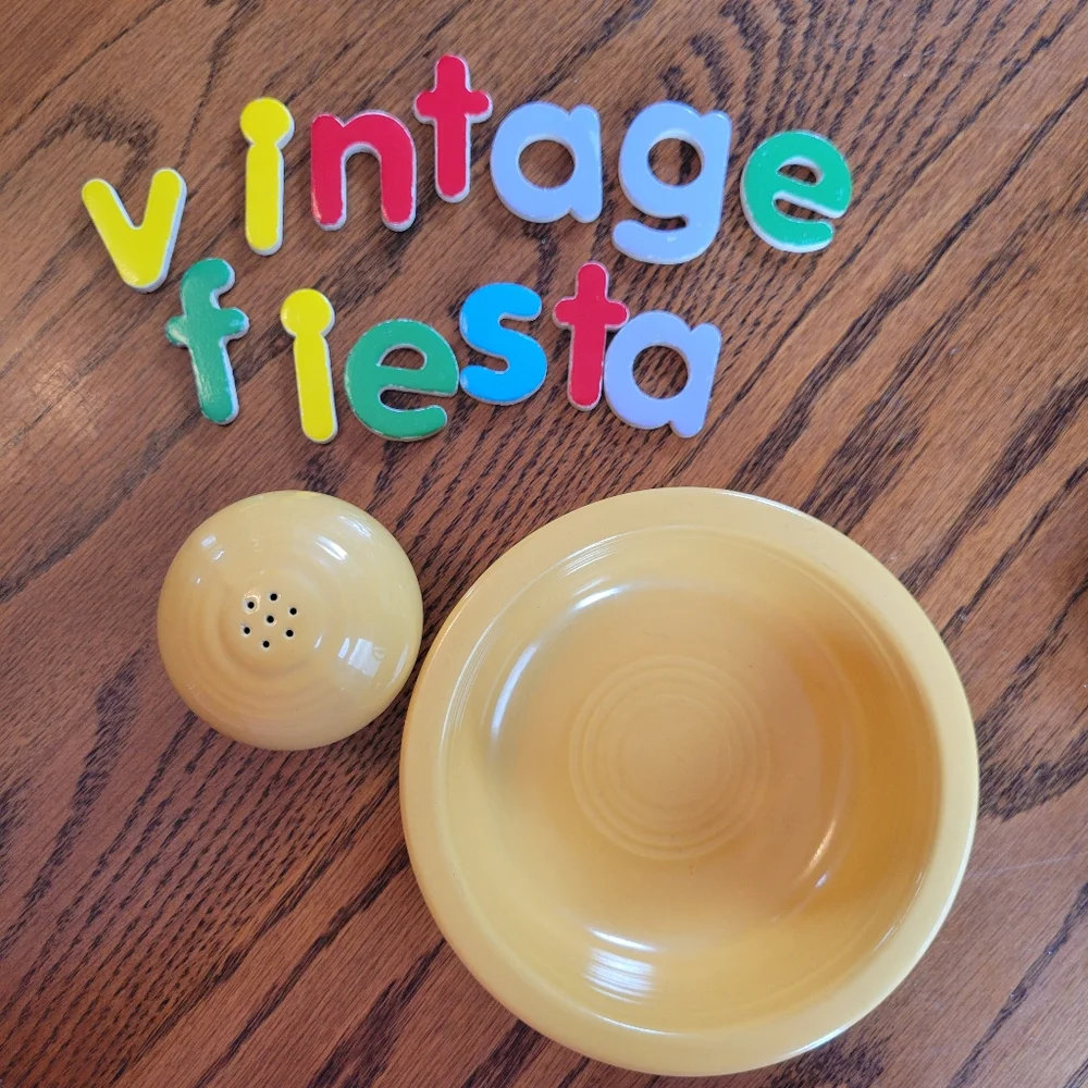 Vintage Fiesta ~ Yellow Fruit Bowl & Single S&P Shaker ~ Fiestaware Made in USA